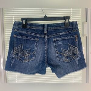 Miss Me Heavy Stitch Pockets Distressed Cut Off Low Rise Denim Jorts Shorts 30